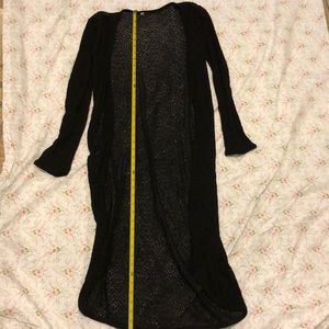 Sheer black xtra long cardigan